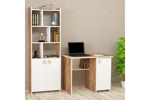 KALENDER DEKOR MATEO MAYRA BİLGİSAYAR VE ÇALIŞMA MASASI TAKIMI, BEYAZ, 90 CM, MTM02