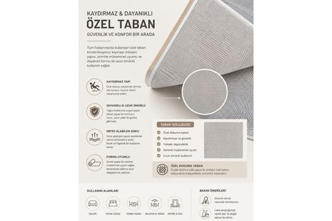 THERAPY LEKE TUTMAZ ANTİALERJİK OTURMA ODASI HALISI, 79545 095 GRİ 80X150