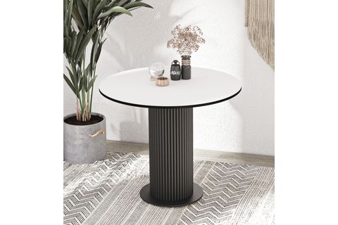 LİLA YUVARLAK MUTFAK MASASI, BEYAZ, 90X90