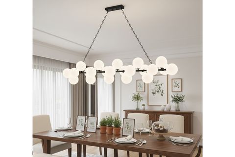 RİO BEYAZ CAMLI SIRALI AVİZE, 180 CM