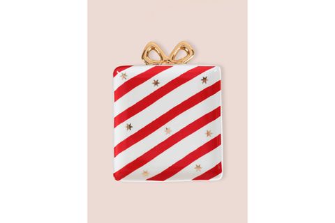 THE MİA FİYONK FİGÜRLÜ SERVİS TABAĞI BEYAZ ÇİZGİLİ 22X17CM