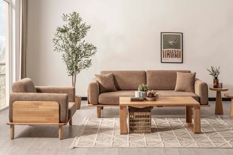 DİVA KOLTUK TAKIMI KAHVERENGİ, NATURAL