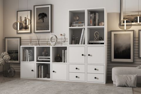 LEKSA 4 KAPAKLI ÇEKMECELİ KİTAPLIK 165 CM BEYAZ KTP-1436-Ç