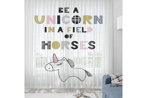 ELSE SEVİMLİ HİPOPOTAM İSKANDİNAV DESENLİ DEKORATİF ÇOCUK BEBEK TÜL FON PERDE 140X270