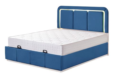 DEMONTE NOX LEDLİ ÇİFT KİŞİLİK BAZA BAŞLIK MAXİ YATAK SETİ, MAVİ, 160X200