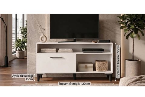 NUR BEYAZ TV ÜNİTESİ, 120 CM