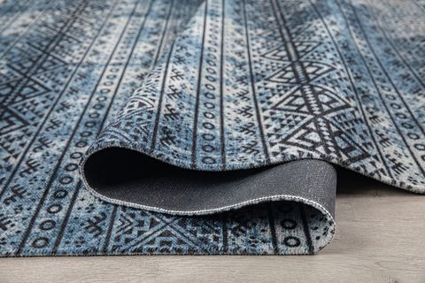 ANGORAHOME VEGA DEKORATİF KİLİM 4226, MAVİ, 80X300