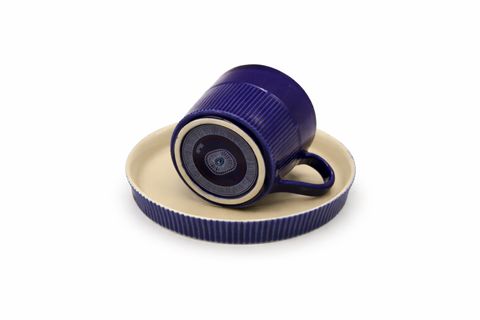 FLUTED TÜRK KAHVESİ FİNCANI, LACİVERT KREM