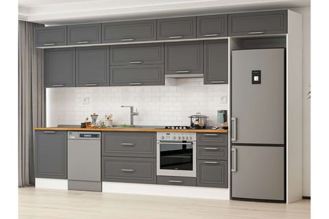 ALVİNKA 385X240 CM KLASİK MEBRAN MUTFAK DOLABI, MB E80S60S45 1 MEBRAN ANTRASİT SUNTALAM