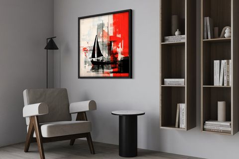 AHŞAP TRAVERTEN DOKULU SOYUT TABLO, BLACK YACH