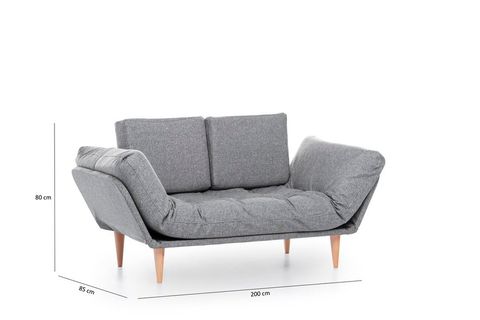 FUTON NİNA İKİLİ KANEPE, GRİ
