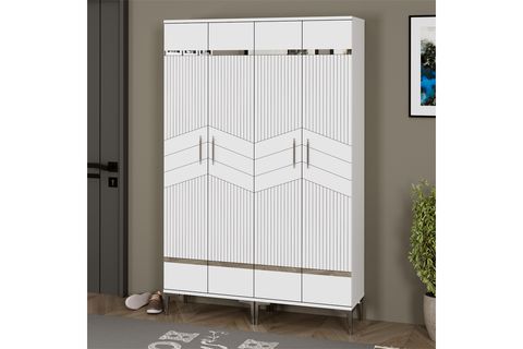 GAVİN AC PORTMANTO VESTİYER AYAKKABILIK, BEYAZ GÜMÜŞ