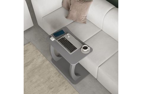 HULK TEKERLEKLİ GENİŞ YAN SEHPA, ANTRASİT