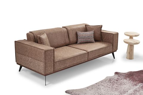 YENİ LOFT NUBUK KÖŞE TAKIMI , KAHVE
