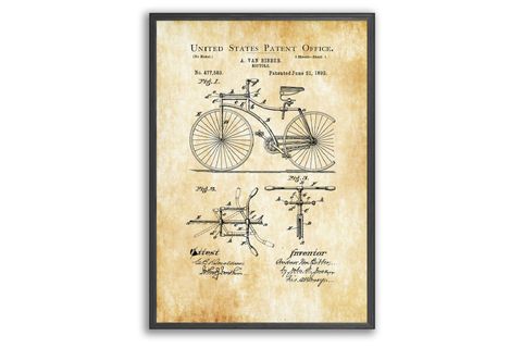 BİSİKLET VİNTAGE PATENT ÇERÇEVELİ PANO SET, 50X70