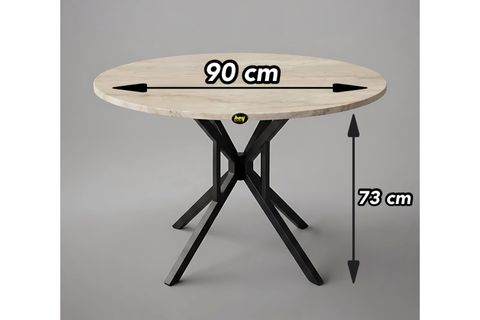 SELİN YUVARLAK MUTFAK MASASI, TRAVERTEN SİYAH, 90 CM