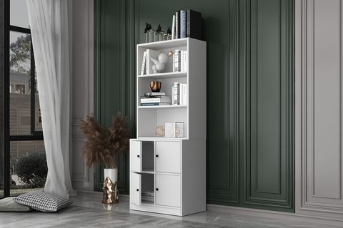 BKCONCEPT 4 KAPAKLI RAFLI KİTAPLIK, 65 CM, BEYAZ, KTP-1284-Ç