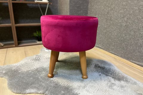 ASEDİA MİSKİN PUF, FUŞYA, AHŞAP, NATUREL AYAK