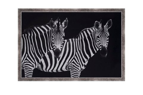ÇERÇEVELİ SİLVER FRAMED TWO ZEBRAS PARILTILI TABLO
