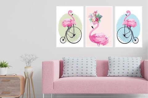 FİLAMİNGO POSTER TABLO SETİ, ÇERÇEVELİ, 33X48