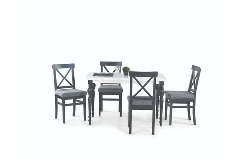 DAMLA SABİT MASA VE ÇAPRAZ DÖŞEMELİ SANDALYE TAKIMI, ANTRASİT GRİ, 125X80