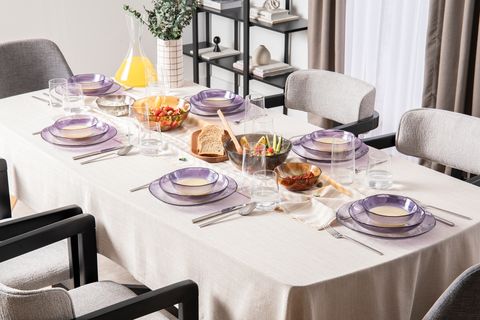 KİTCHEN ESSENTİALS ALTHEA CAM SERVİS TABAĞI 28 CM, MOR, ALTILI SET