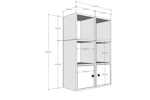 LEKSA KAPAKLI RAFLI KİTAPLIK 65 CM BEYAZ KTP-1025-Ç