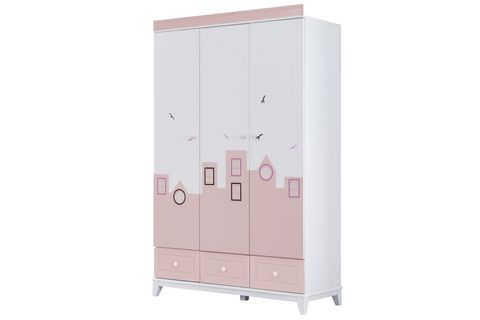 CİTY GARDIROP, PEMBE, 3 KAPAKLI