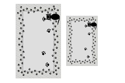 DİJİTAL BASKI, KAYMAZ TABAN İKİLİ BANYO PASPASI 100X60 + 60X50 CM  RVG5-SM230