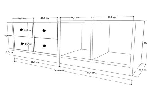 AYDIN TV ÜNİTESİ, BEYAZ, 130 CM, TVT-1003-Ç