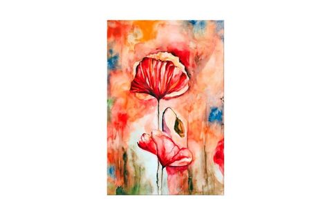 RED FLOWERS 3 DEV BOYUT KANVAS TABLO