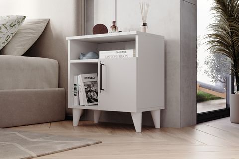 KOMMEN KOMODİN, MAT BEYAZ, 3 BÖLMELİ