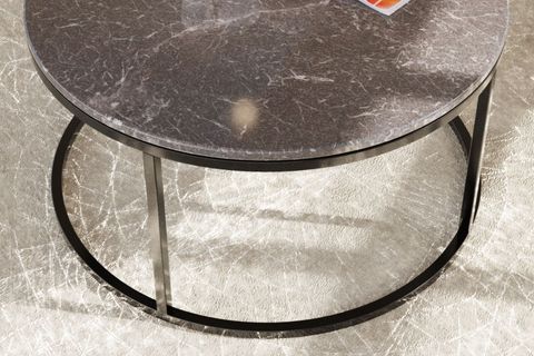 POTRİCA YUVARLAK ORTA SEHPA, SİYAH SİYAH MERMER