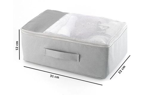 NETTRENDS ÜÇLÜ VALİZ DÜZENLEYİCİ, GRİ ÇİZGİLİ