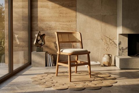 ODİN SANDALYE, NATUREL AHŞAP, KREM KUMAŞ