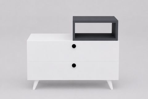 LUNA KOMODİN, BEYAZ ANTRASİT, KAPAKSIZ 2 ÇEKMECE