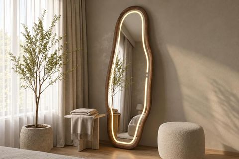 MONACO LEDLİ AHŞAP BOY AYNASI, 180X60