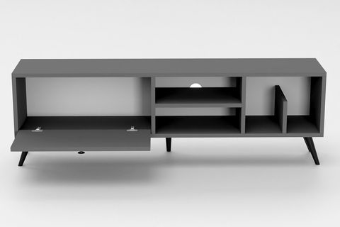 LENA KİTAPLIK BÖLÜMLÜ TV SEHPASI, ANTRASİT, 140 CM