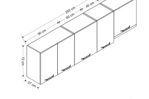 MİNAR 255 CM MUTFAK DOLABI BEYAZ 255-B4-ÜST MODÜL