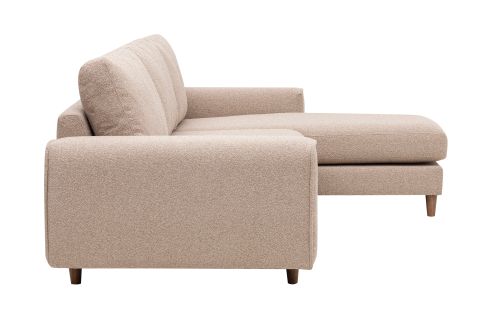 MERLİN MİNİ KÖŞE KOLTUK, CEVİZ AYAK, FİTİLLİ KOL, RECYCLED KUMAŞ, CAPPUCİNO