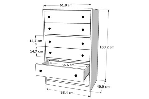 6 ÇEKMECELİ ŞİFONYER, BEYAZ, ŞFN-1047