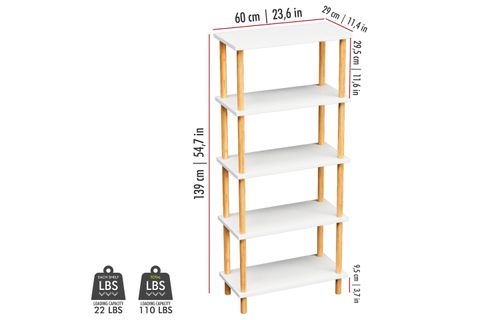 PİNA DEKORATİF KİTAPLIK, 5 RAFLI, BEYAZ