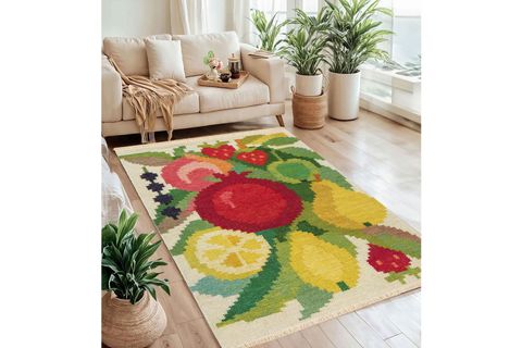 MEYVE BASKILI DOKUMA TABAN HALI, 130 YNG, 100X150 CM