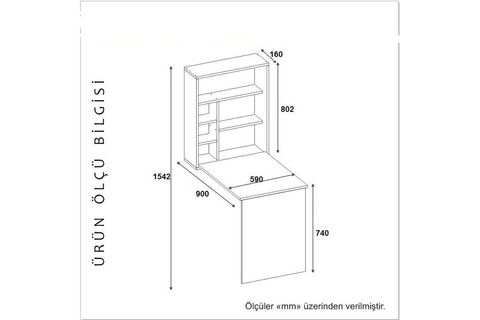 ARNETTİ SEDİR RAFLI DUVARA MONTE AÇILIR KAPANIR ÇALIŞMA MASASI SAFİRMEŞE - SEDİR