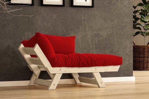 WOODESK ADALAR MASİF AHŞAP BERJER, NATURAL-KIRMIZI RENK