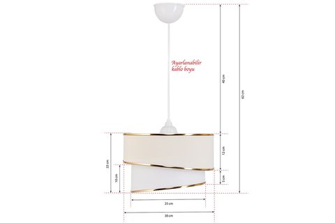 EVLİGHT RÜZGAR PASTA TEKLİ SARKIT AVİZE VE GOLD ABAJUR SETİ, KUMBEJİ