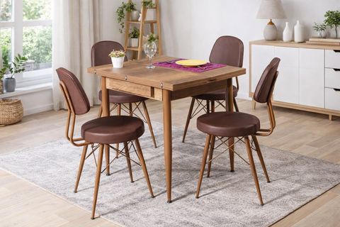 KARTAL KARE MASA TAKIMI, CEVİZ, 70X80