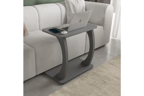 HULK TEKERLEKLİ GENİŞ YAN SEHPA, ANTRASİT