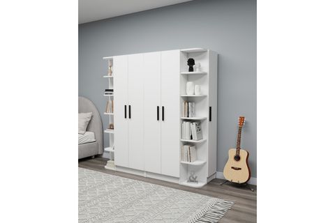 LİNDA LUSES GARDIROP, BEYAZ, 6 KAPAKLI