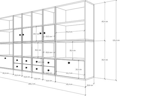LEKSA DÜSER KAPAKLI ÇEKMECELİ KİTAPLIK 260 CM BEYAZ KTP-1420-Ç